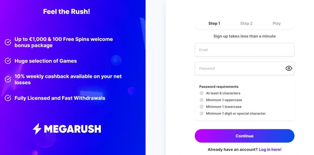 megarush login-min